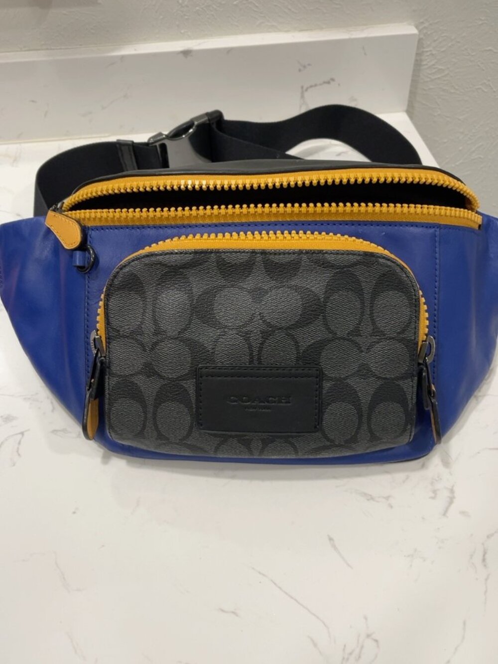 Coach Signature Colorblock Belt Bag Waist Pack Blue Black Yellow